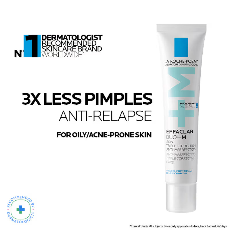 La Roche-Posay Effaclar Duo+M Gel with Salicylic acid, Anti-Acne Moisturiser for Acne-Prone Skin ( Pack of 2 )