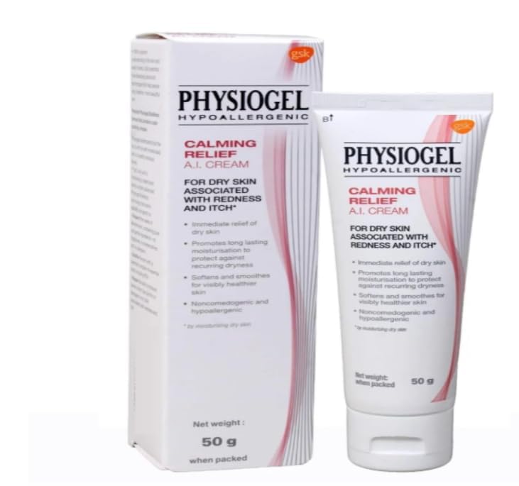 PHYSIOGEL HYPOALLERGENIC Calming Relief A.I. Cream 50g | Intensive Moisturizer for Sensitive, Irritated & Red Skin, Non-Comedogenic, Fast Itch Relief & Long-Lasting Hydration