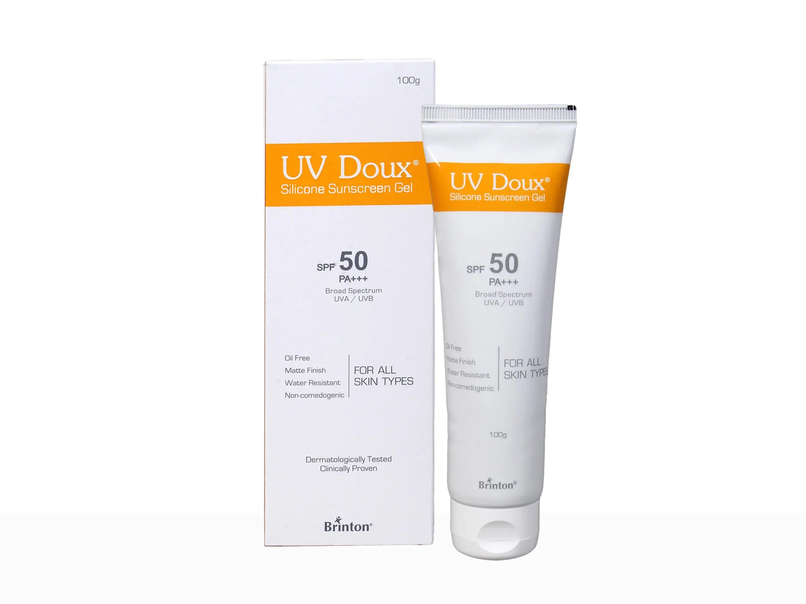 UV Doux Silicone Sunscreen Gel with SPF 50 and PA+++ Broad Spectrum for Face & Body with No White Cast| Non Comedogenic, Paraben Free, Water Resistant | Clinically Proven,Benzene free