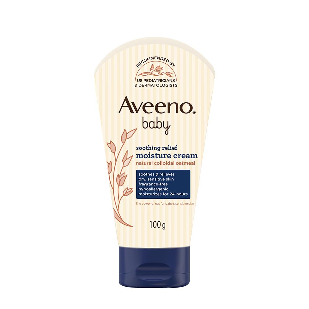 Aveeno Baby Soothing Relief Moisture Cream |24-Hour Protection for Dry, Itchy or Sensitive Skin | Natural oat extract |Fragrance-free,paraben-free,Hypoallergenic | US 