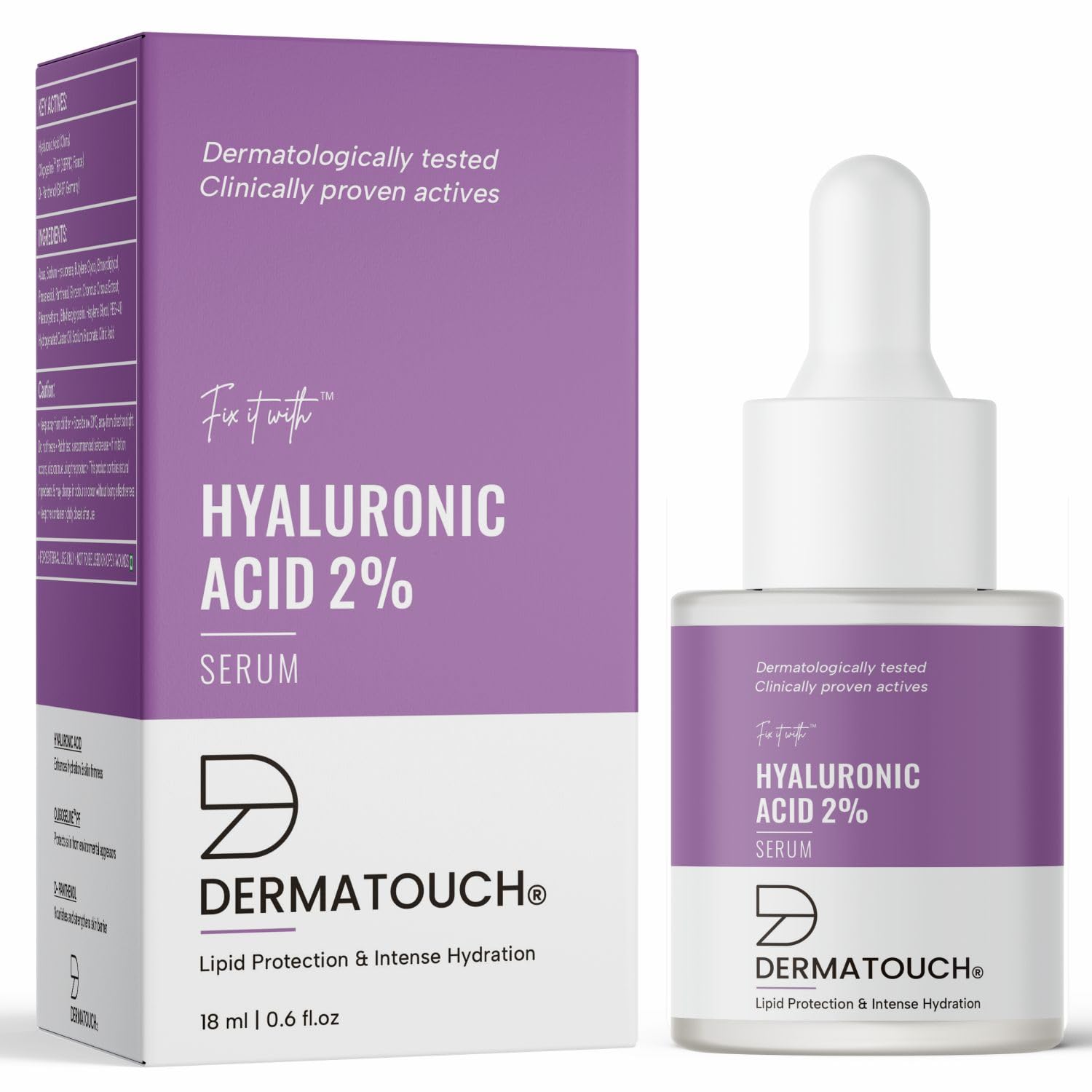 DERMATOUCH Hyaluronic Acid 2% Serum | For intense Hydration, Glowing Skin | Specially for Dry Skin | For both Men & Women