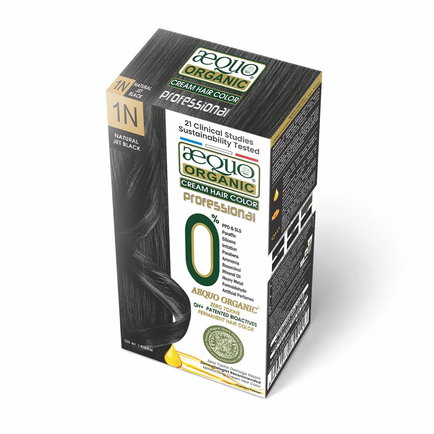 Aequo Organic Cream Hair Color Herbal-Based Hair Dye for Grey Hair Coverage | Ammonia-Free Formula | QH+ Blend | 2 Applications (115 ml)