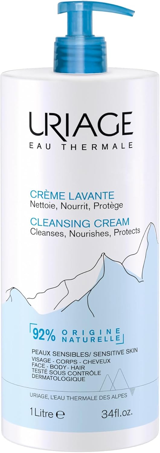 Uriage Cleansing Cream - Moisturizing Body Cleanser with Shea Butter - 2-in-1 Cleansing & Nourishing - Face, Body & Hair - 92% Natural Origin, Paraben & Soap-Free - Physiological pH