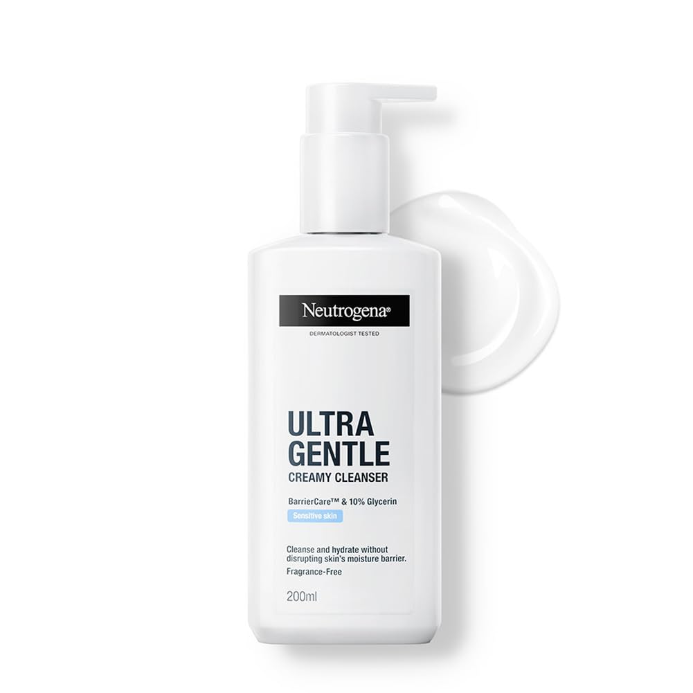 Neutrogena Ultra Gentle Creamy Cleanser | 14X Gentler Cleanser | All Skin Types Including Sensitive Skin | Face Wash for Sensitive Skin for Men & Women | With Barriercare Technology & 10% Glycerin | Paraben-Free ( Pack of 3 )