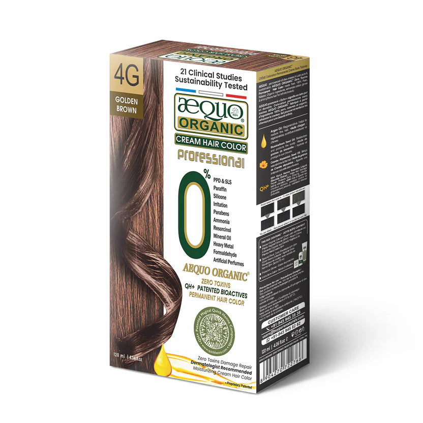 Aequo Organic Cream Hair Color Herbal-Based Hair Dye for Grey Hair Coverage | Ammonia-Free Formula | QH+ Blend | 2 Applications (115 ml)