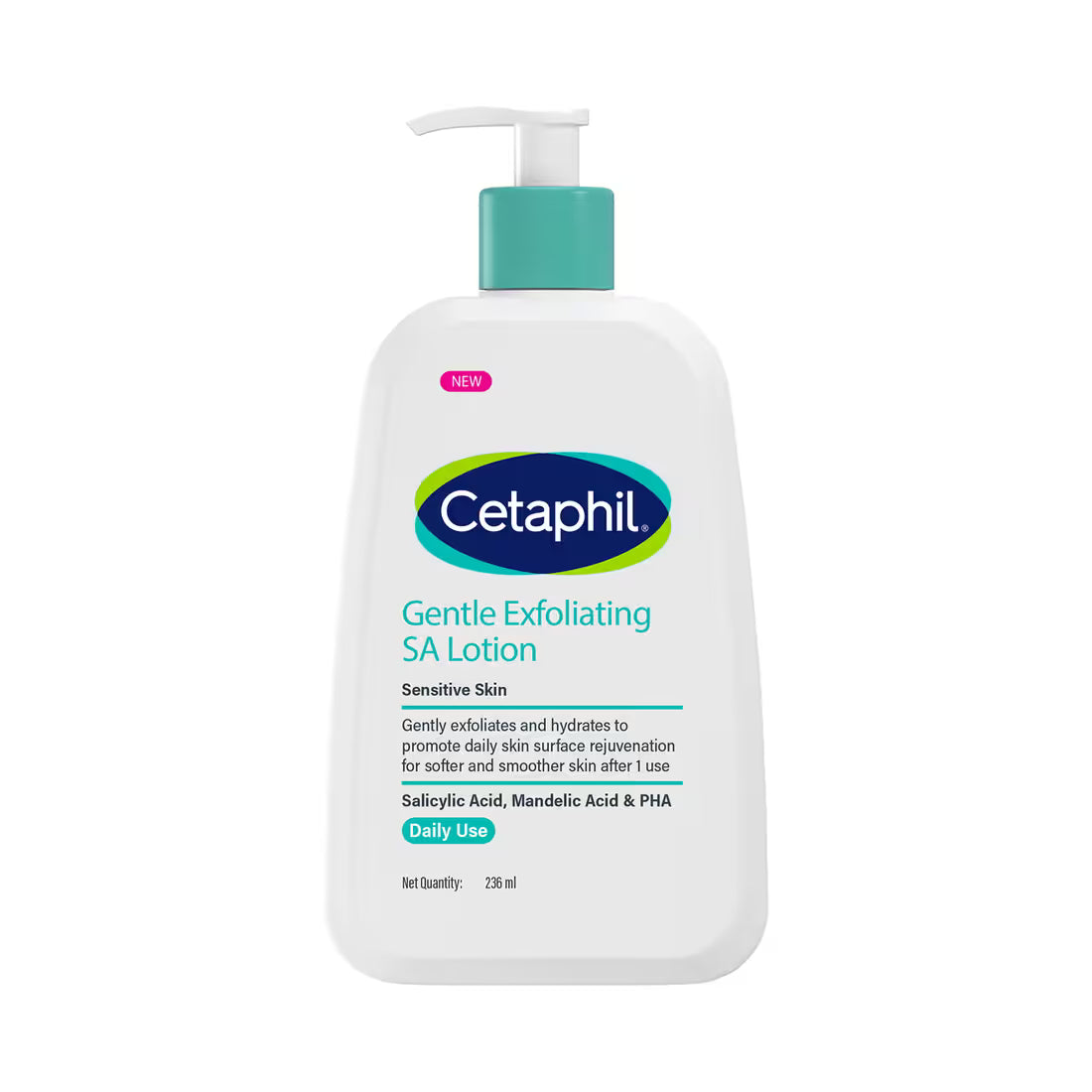 Cetaphil Gentle Exfoliating SA Lotion 236ml | Daily Moisturizer with Salicylic Acid, Mandelic Acid & Gluconolactone | Hydrates, Smoothens & Renews Skin | Dermatologist Recommended Brand