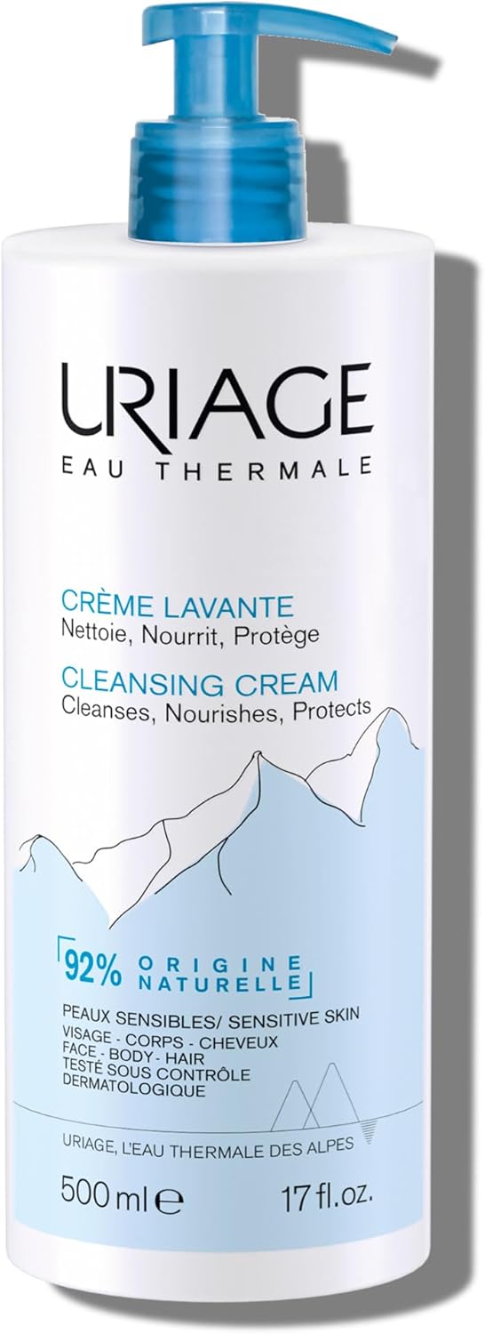 Uriage Cleansing Cream - Moisturizing Body Cleanser with Shea Butter - 2-in-1 Cleansing & Nourishing - Face, Body & Hair - 92% Natural Origin, Paraben & Soap-Free - Physiological pH