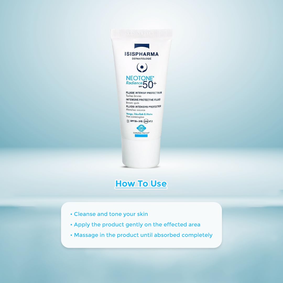 Isispharma - Neotone Radiance SPF 50+ Anti Dark Spots - Intensive Protective Fluid - High Tolerance Sun Care - 30 ml