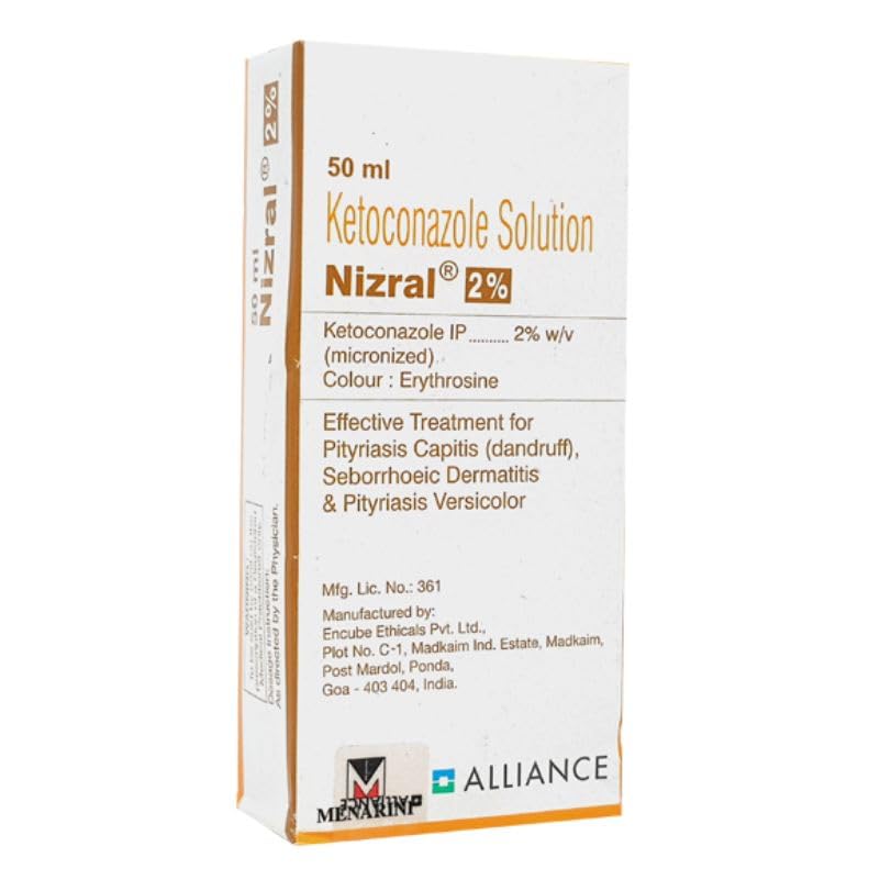 Nizral 2% - Bottle of 50 ml Ketoconazole Solution (Pack of 4 ) - Skiynse Dermatologique