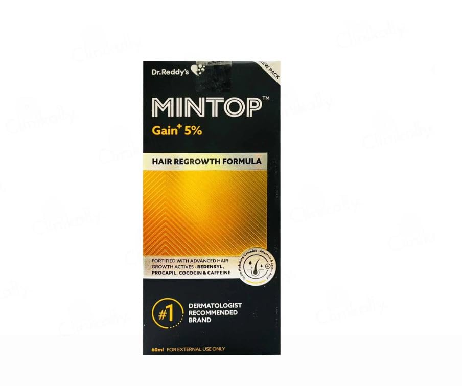 Mintop Gain+ 5 Topical - Bottle of 60ml Solution with Minoxidil and Finasteride