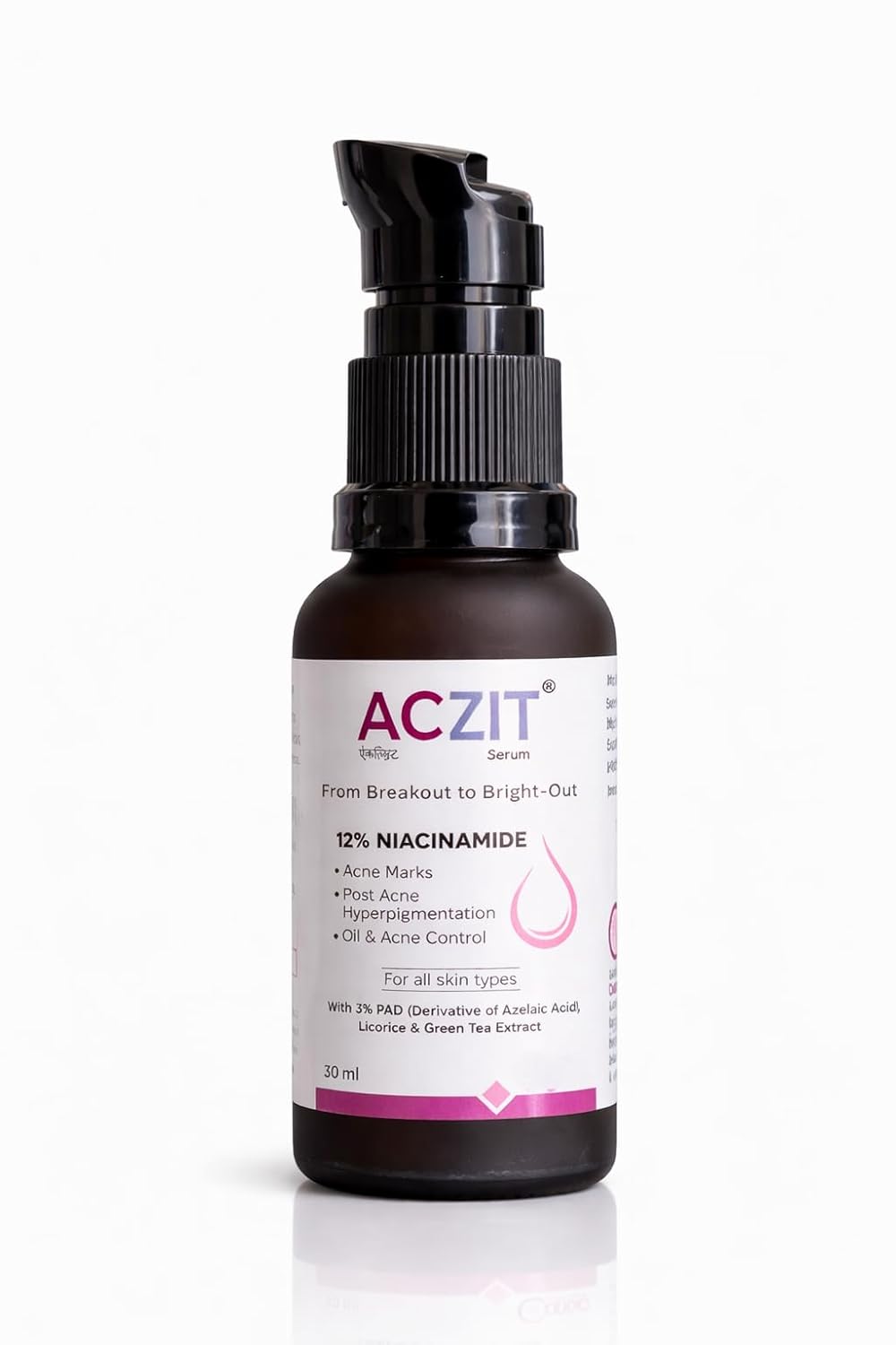 Aczit 12% Niacinamide Face Serum (30ml) – Acne Marks, Hyperpigmentation & Oil Control | With 3% PAD, Licorice & Green Tea Extract | For All Skin Types