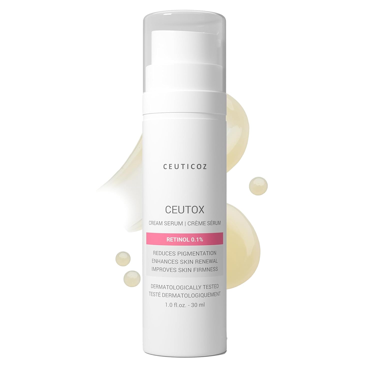 Ceuticoz Ceutox Cream Serum | For Skin Aging & Fine Lines | Smoothens wrinkles & boosts cell renewal | 0.1% Retinol & Vitamin C | All Skin Types | 30ml
