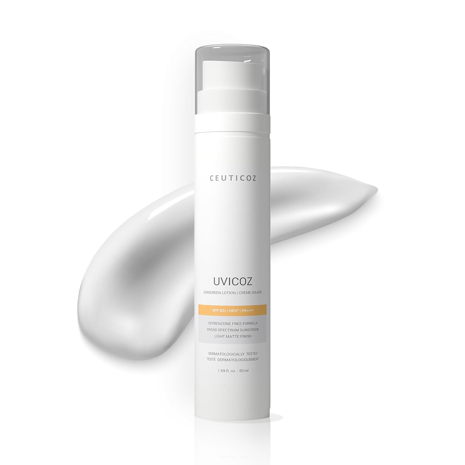 Ceuticoz Uvicoz Sunscreen Lotion | For Sunburn, Tanning & Photoaging | Broad-spectrum UV protection & hydration | Octocrylene & Aloe Vera | All Skin Types | 50ml