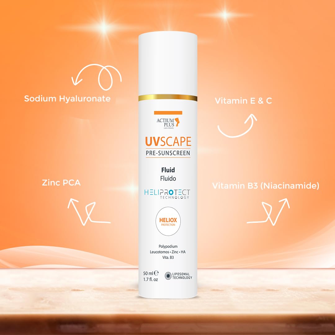 UVSCAPE Pre-Sunscreen Fluid |Hydrating Face Primer with Polypodium Leucotomos, Hyaluronic Acid, Niacinamide, Vitamin C & Zinc PCA, Blue Light Defense | for All Skin Types | 50 ml