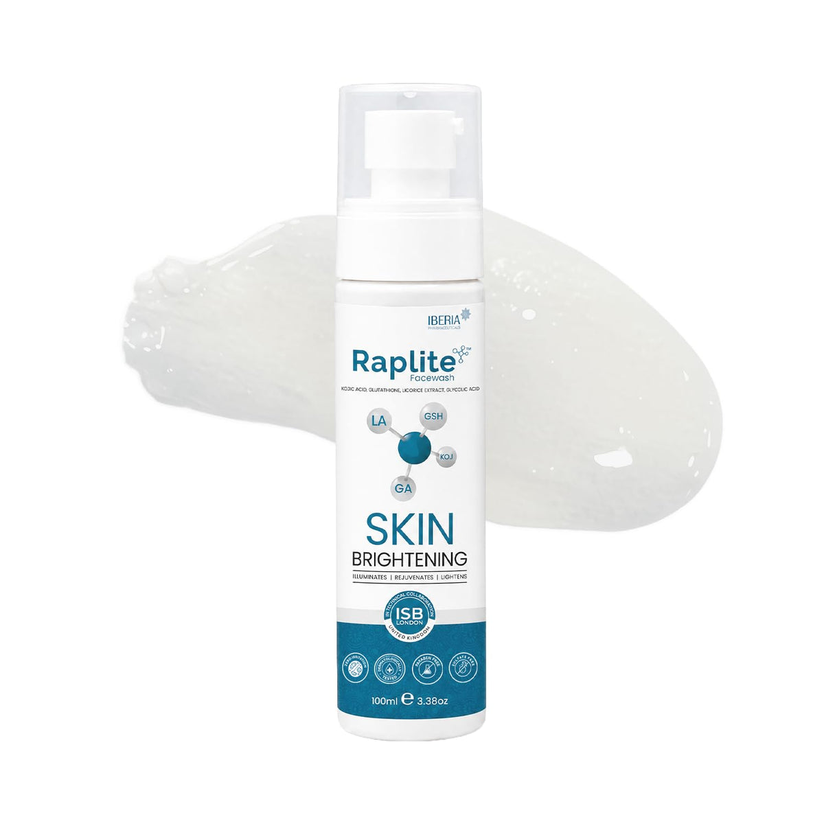 Raplite Brightening Facewash for All Skin Types, 100ml | Lactic Acid 3%, Licorice Extract, Glycolic Acid, Kojic Acid & Glutathione | | Daily Facial Cleanser | for Men & Women