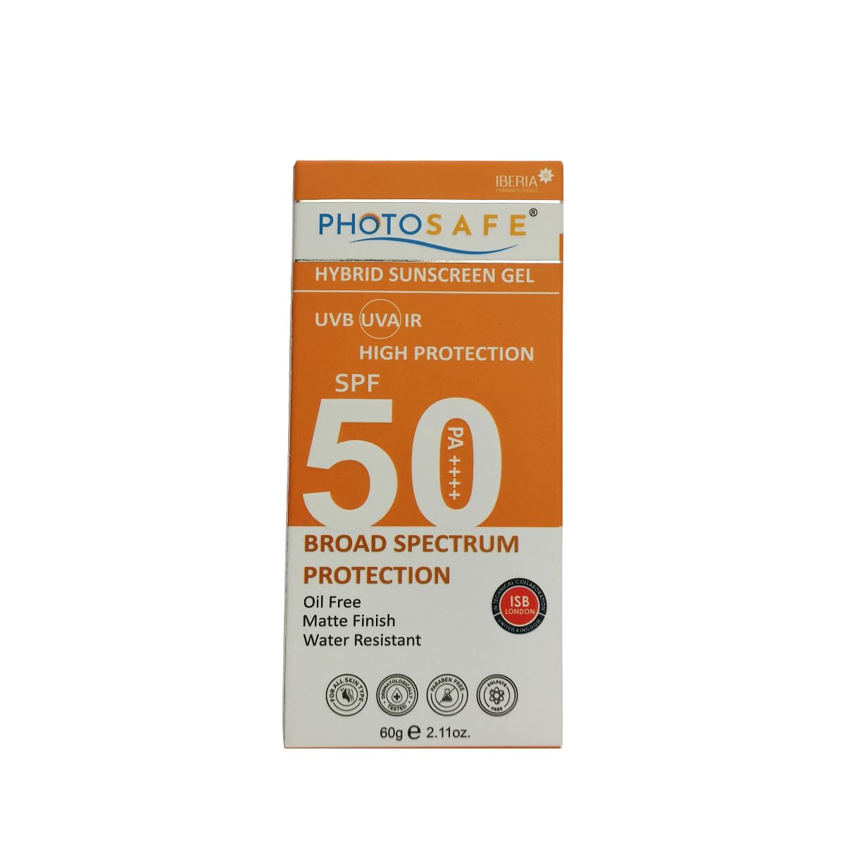 Photosafe Hybrid Sunscreen Gel SPF 50 PA++++ |Oil Free, Water Resistant, Matte Finish, Broad Spectrum| UVA, UVB, IR High Protection| 60g ( Pack of 2 )