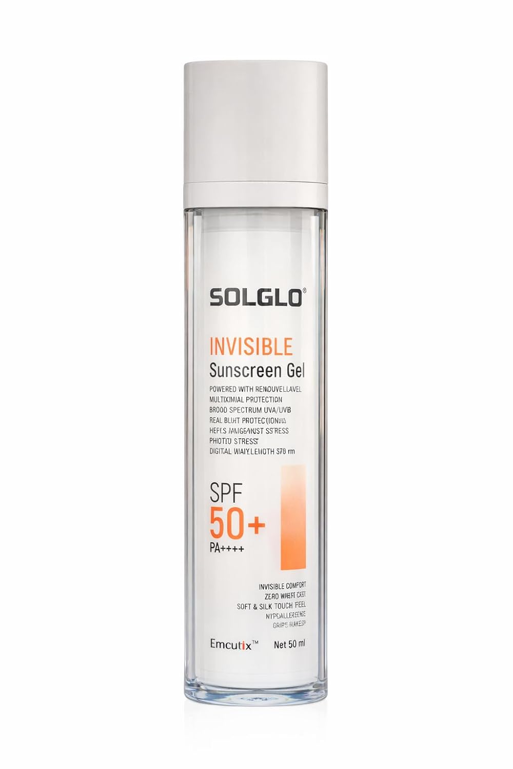 Solglo Invisible Sunscreen Gel SPF 50+ PA++++ | Ultra-Lightweight Matte Finish | Broad Spectrum UVA/UVB Blue Light Protection | Non-Greasy, No White Cast | Suitable for Oily & Sensitive Skin | Dermatologically Tested – 50ml - Skiynse Dermatologique