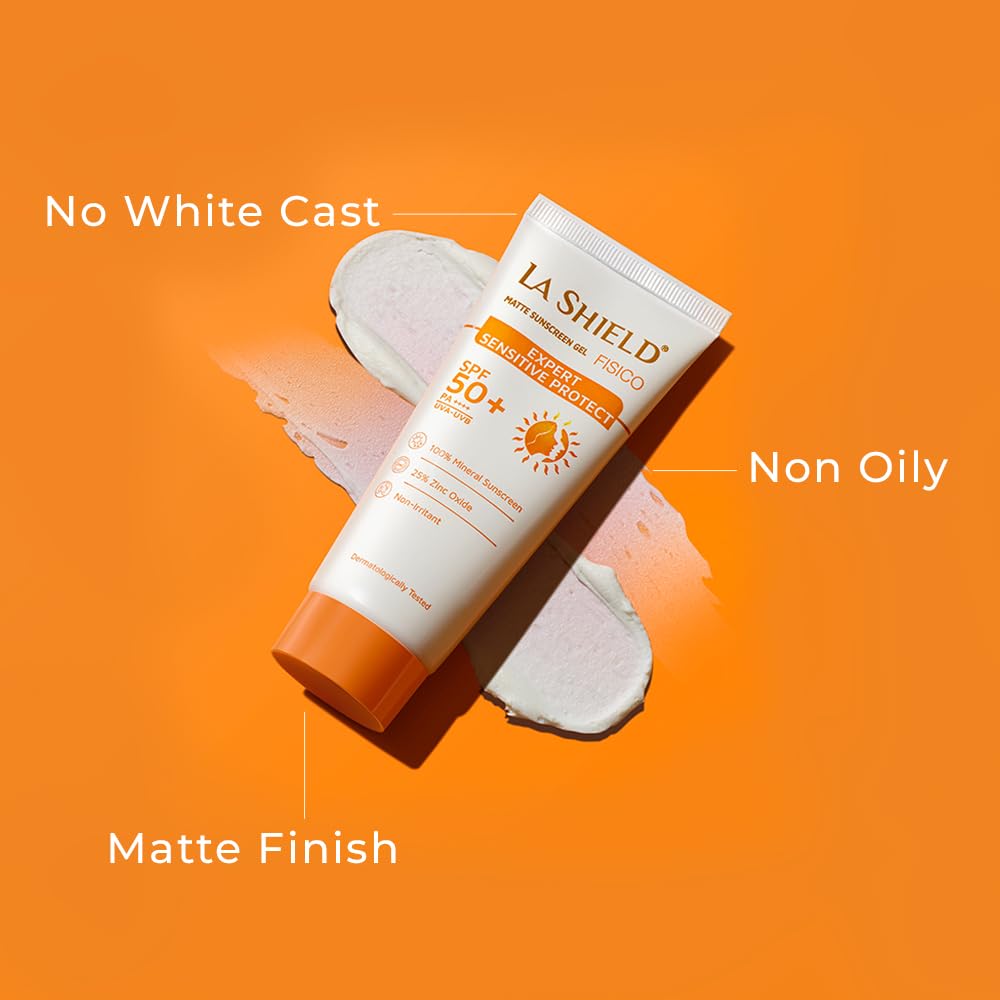 La Shield Fisico SPF 50+ & PA+++ Mineral Based Sunscreen Gel | Lightweight | Transparent | Water Resistant, 50 Grams