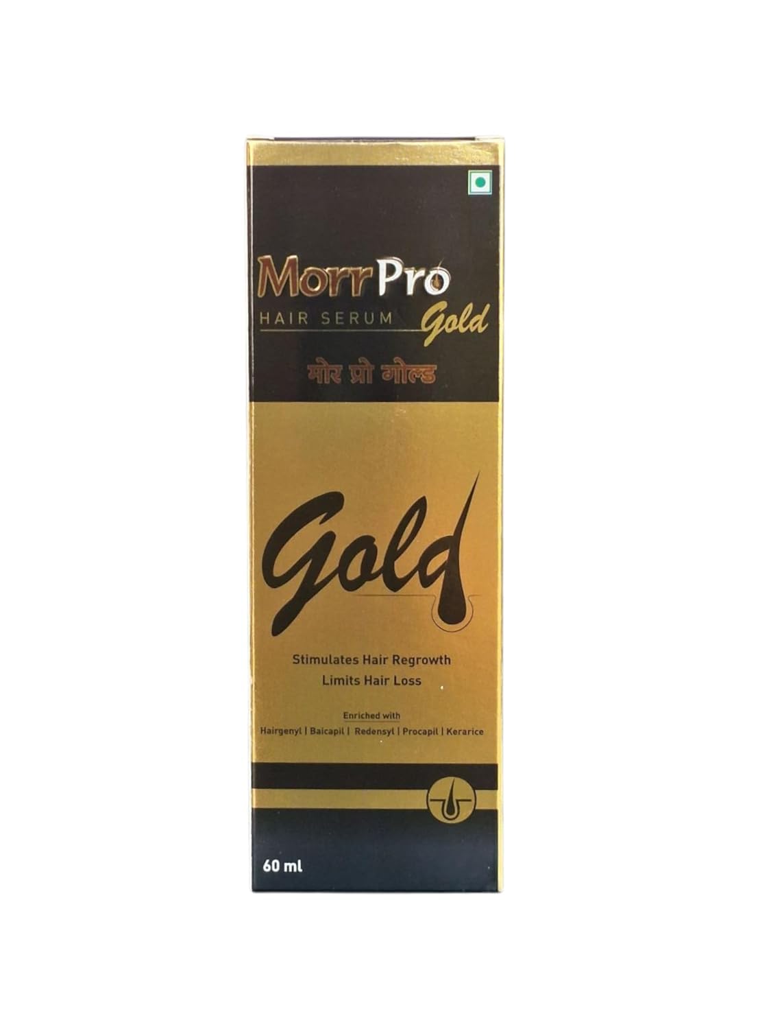 Morr- Pro Gold Hair Serum | Enriched With Hairgenyl, Baicapil, Redensyl, Procapil & Kerarice | Designed To Strengthen Hair Roots, Reduce Hair Fall, and promote Healthy Hair | Suitable For All Hair Types -(60ml)