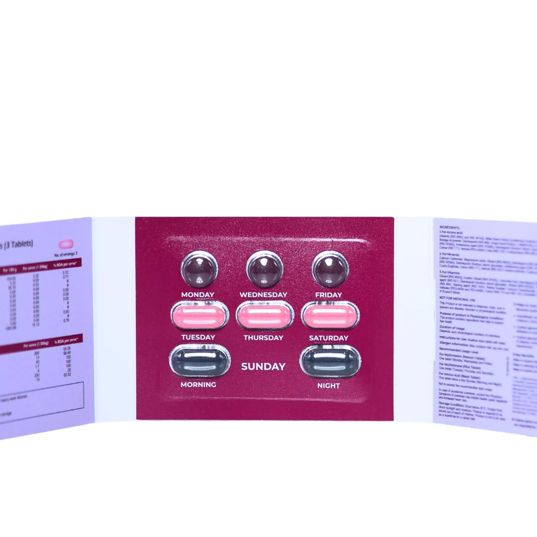 Renocia Diva Cyclical Therapy Tablets for Women | Nutraceutical with Grape Seed Extract, Amino Acids, Multivitamins & Multimineral | 32 Tablets (4 Weeks Supply) - Skiynse Dermatologique