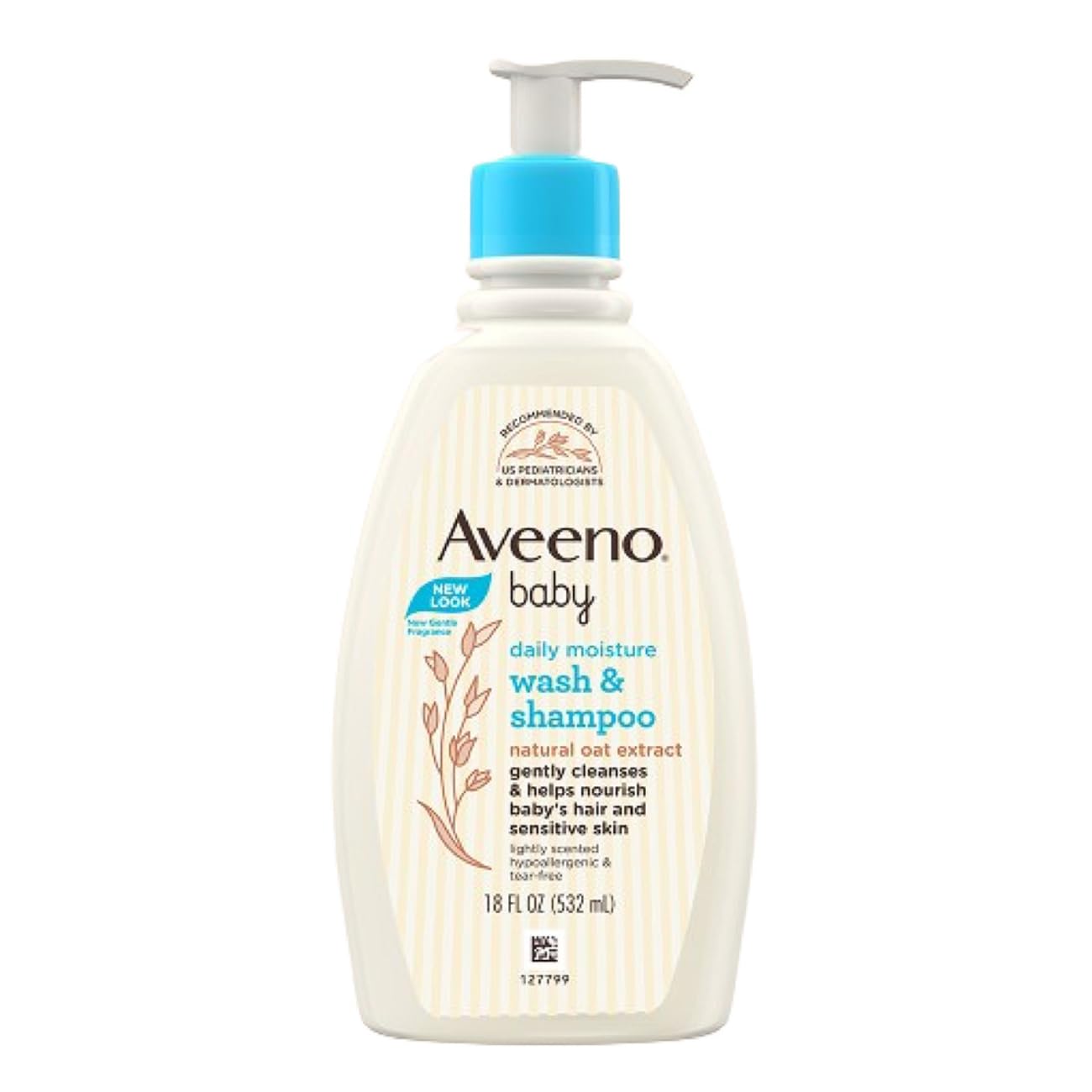 Aveeno Baby Daily Moisture Wash and Shampoo | Cleanses hair & body  Oat kernel extract & glycerin  Tear-free, soap-free, paraben-free, hypoallergenic  US 