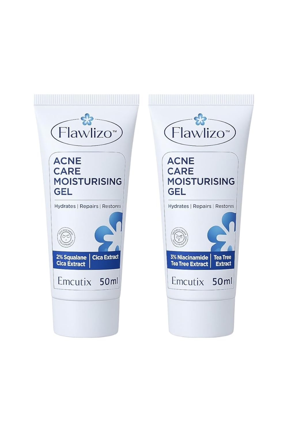 Flawlizo Acne Care Moisturising Gel with 2% Squalane, 3% Niacinamide, Hydrating & Oil-Control Formula, Repairs Skin Barrier Reduces Redness & Acne, For Acne prone Skin, (Pack of 2) - Skiynse Dermatologique