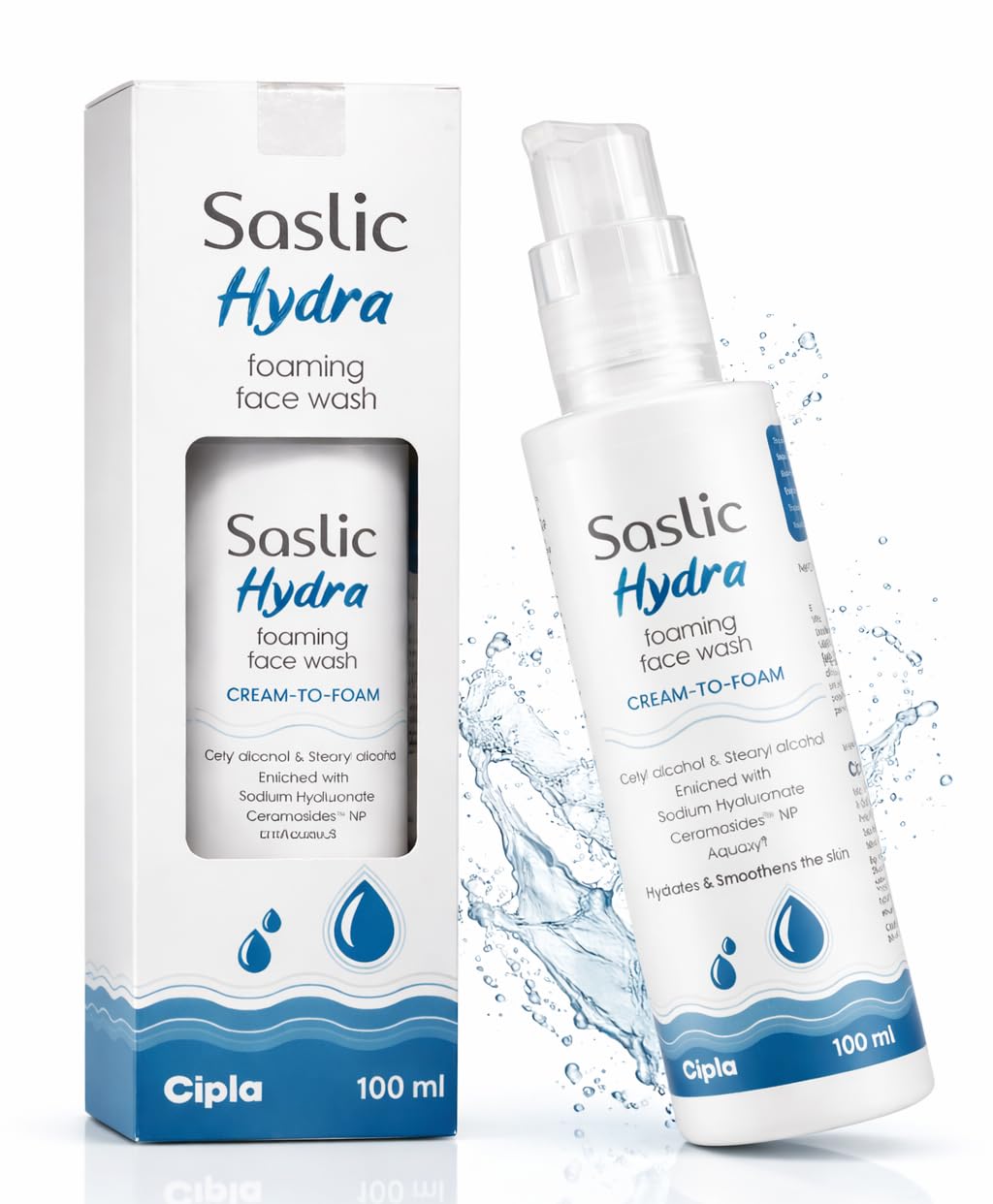 Saslic Hydra Foaming Face Wash Cream to Foam 100 ml ( Pack of 2 )