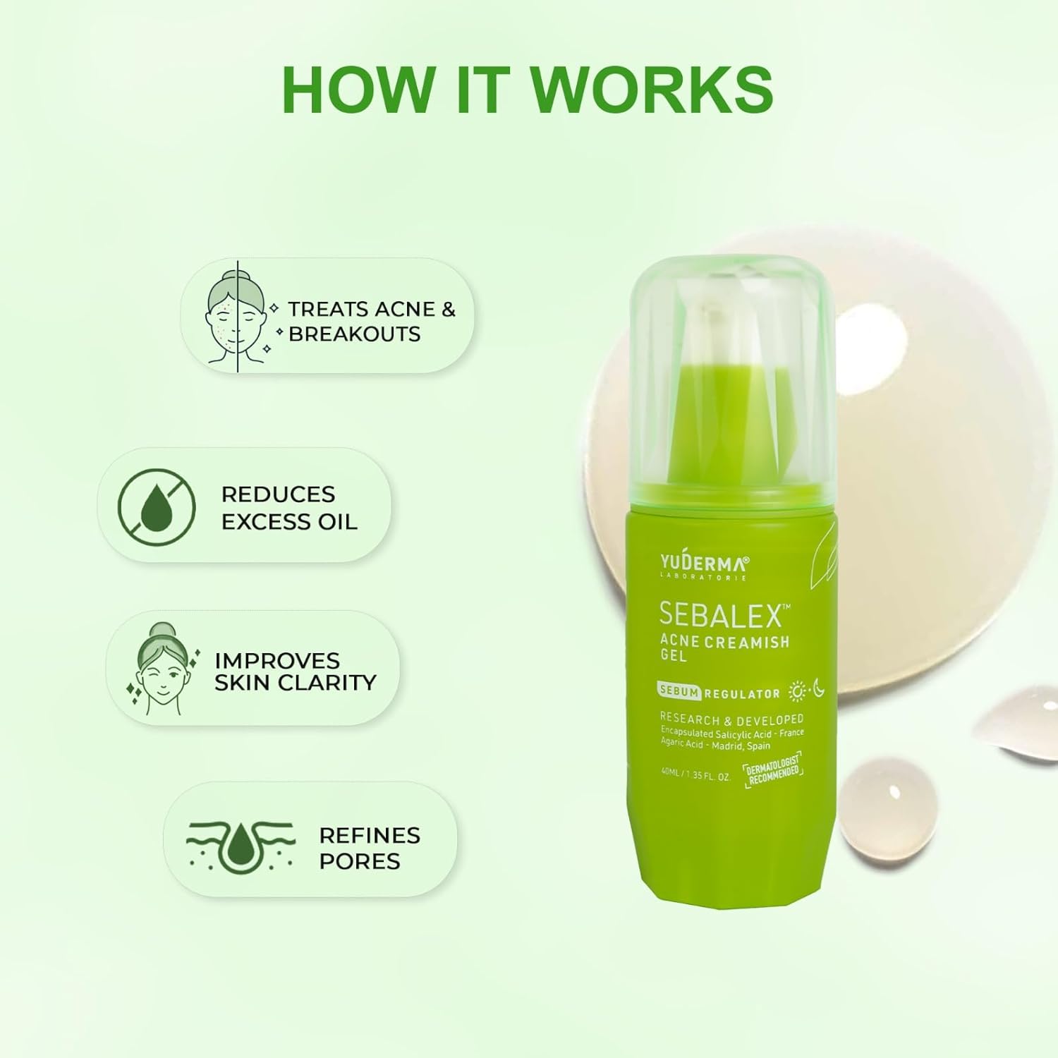 Sebalex Acne Creamish Sebum Regulator Gel, 40 ml - Skiynse Dermatologique