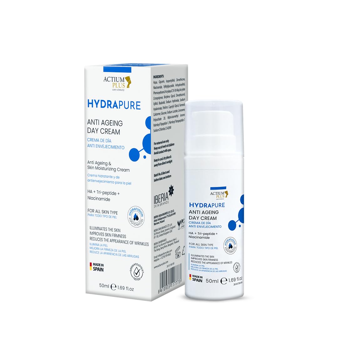 Actium Plus Hydrapure Anti Aging Day Creme | with Peptides & Niacinamide | Hydrating Face Moisturizer | for All Skin Types | 50 ml