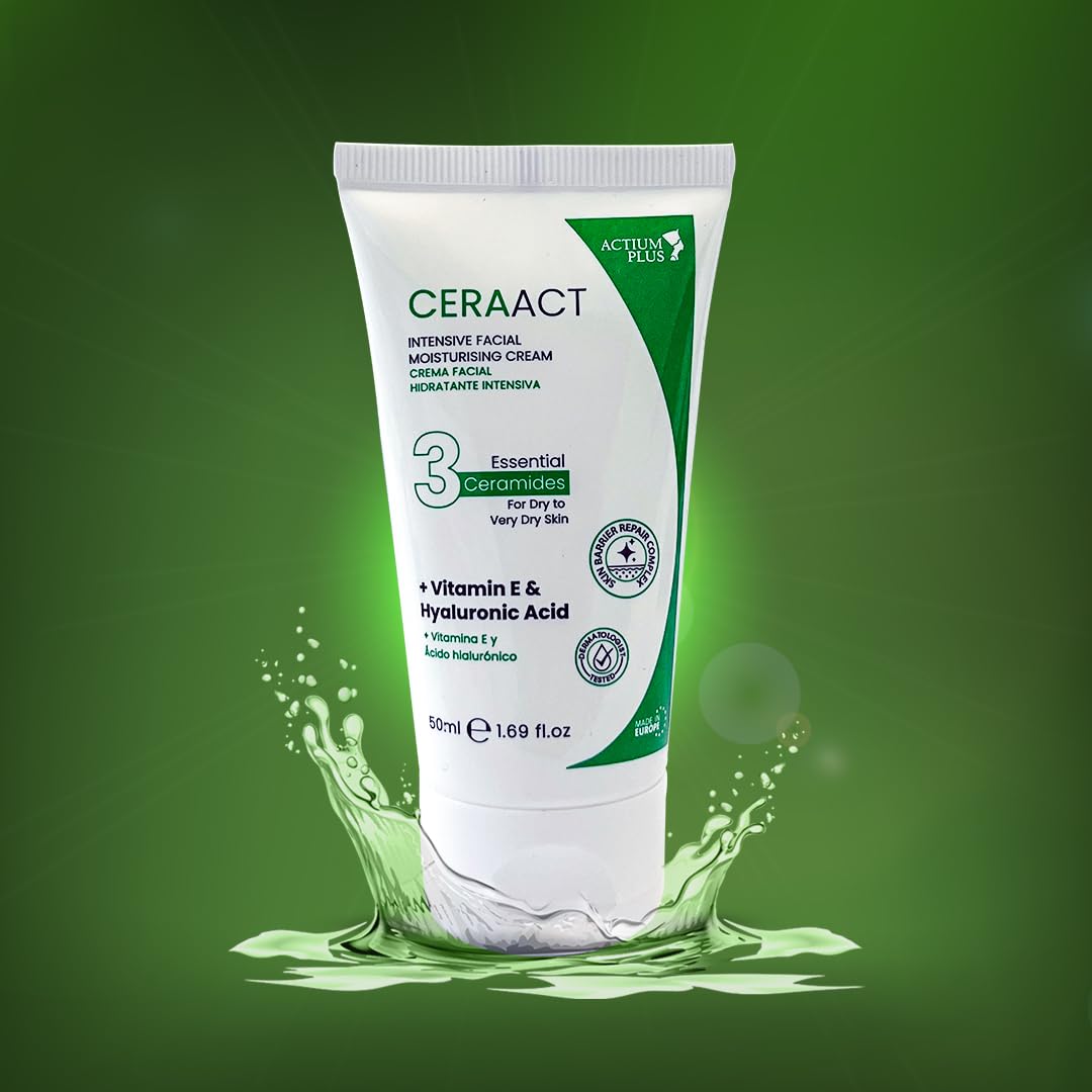 Ceraact Intensive Facial Moisturizing Cream| for Dry to Very Dry Skin with 3 Essential Ceramides, Vitamin E & Hyaluronic Acid | Hydration & Barrier Support | 50ml