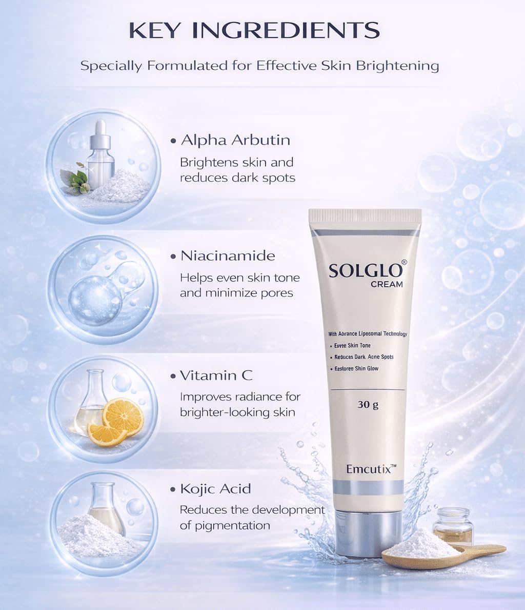 Solglo Demelanising Cream with Niacinamide, Kojic Acid, Mulberry & Licorice Extracts - Advanced Skin Brightening & Pigmentation Removal Formula, Reduces Dark Spots and Evens Skin Tone, 30 g ( Pack of 2 ) - Skiynse Dermatologique