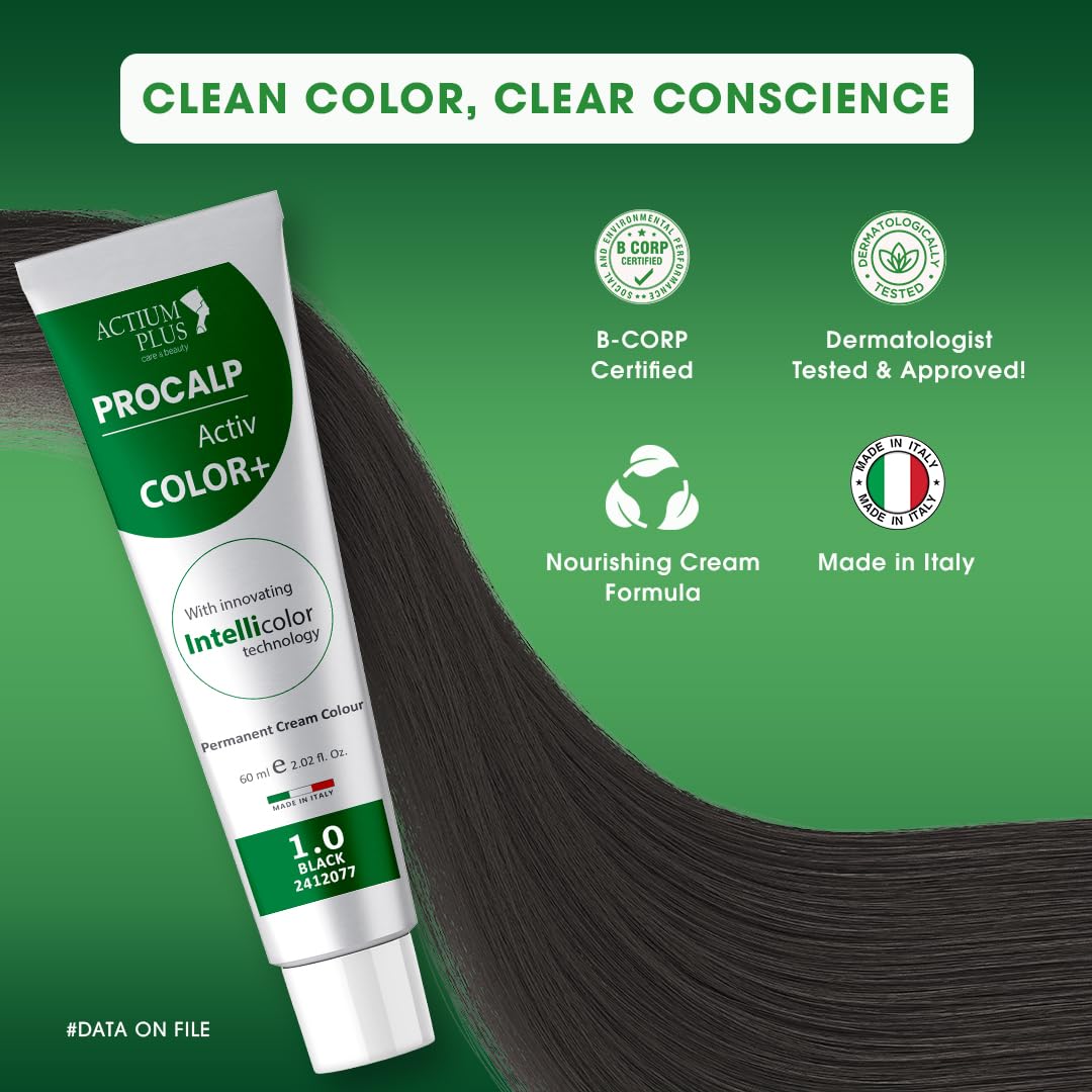 Actium Plus PROCALP Activ Color+ | Long-Lasting Permanent Hair Color | Dermatologist-Tested | For Men and Women - Skiynse Dermatologique