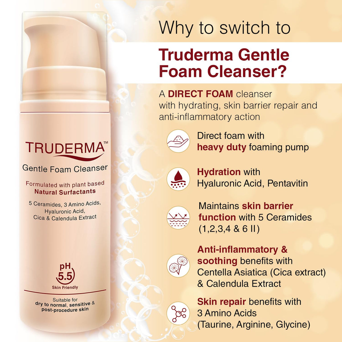 Truderma Gentle Foam Cleanser 140 ml