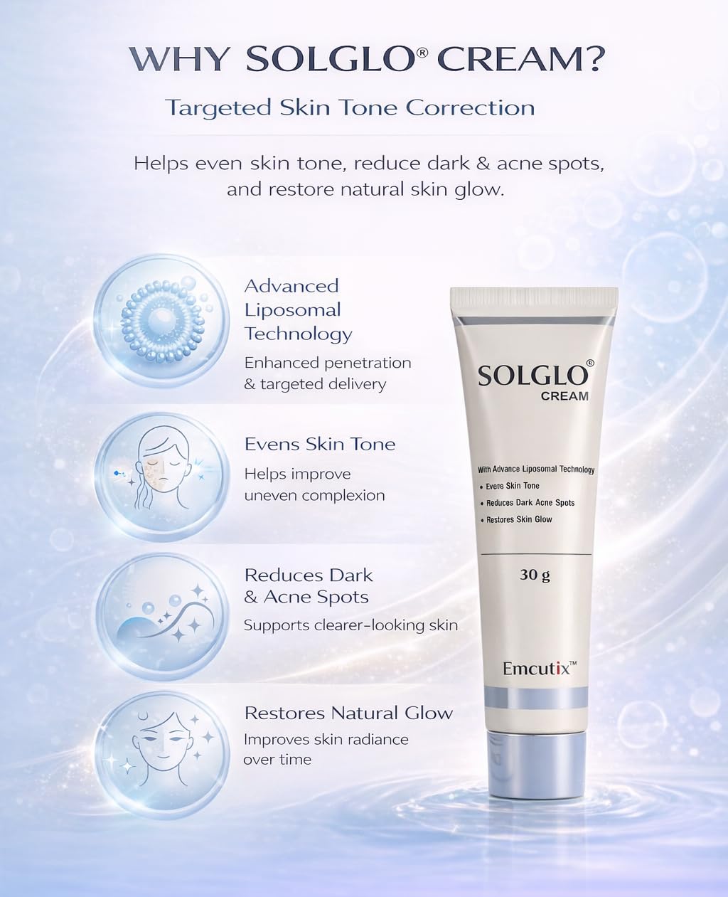 Solglo Demelanising Cream with Niacinamide, Kojic Acid, Mulberry & Licorice Extracts - Advanced Skin Brightening & Pigmentation Removal Formula, Reduces Dark Spots and Evens Skin Tone, 30 g ( Pack of 2 ) - Skiynse Dermatologique