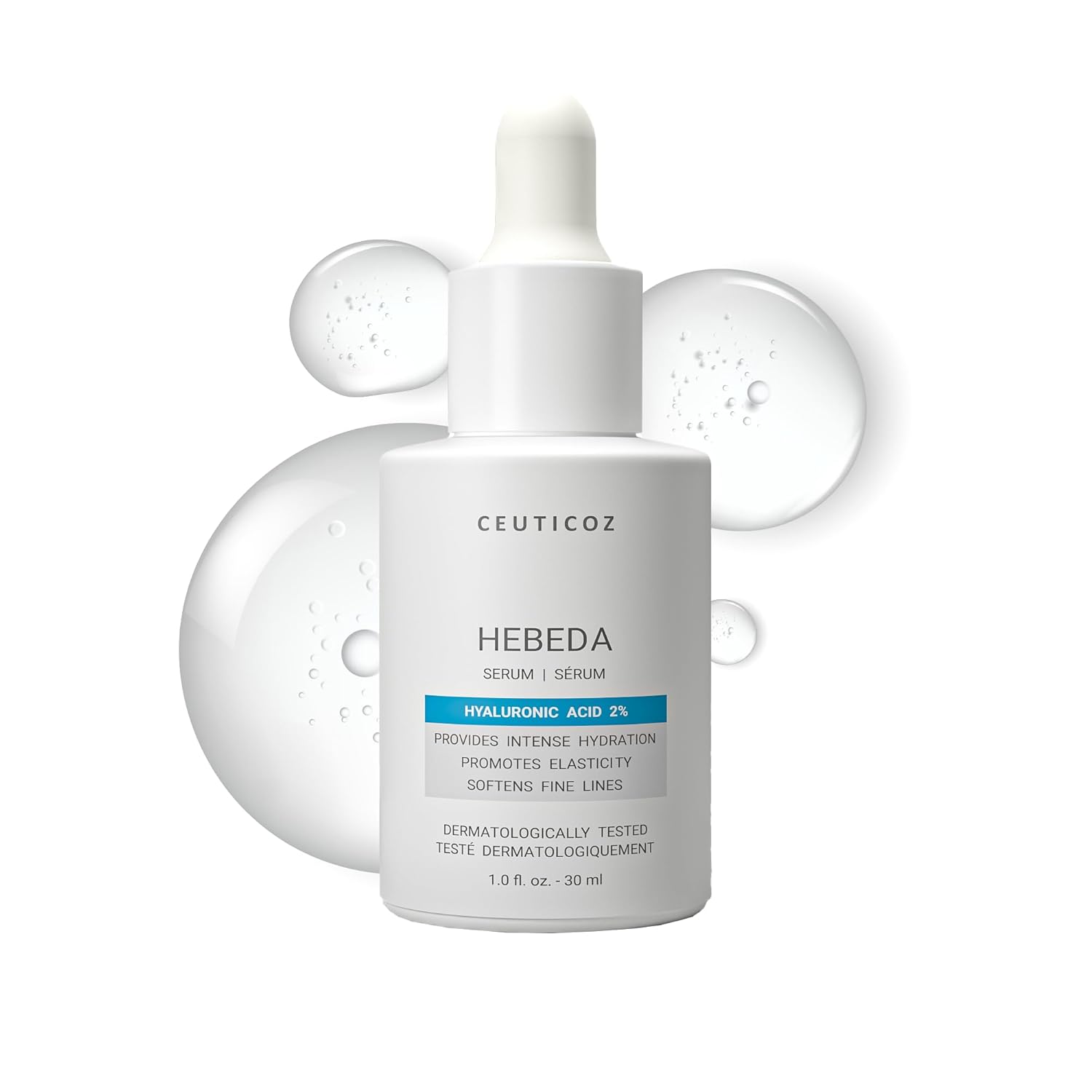Ceuticoz Hebeda Serum | For Dehydration & Fine Lines | Provides deep hydration & improves elasticity | Hyaluronic Acid & Fructooligosaccharides | All Skin Types | 30ml