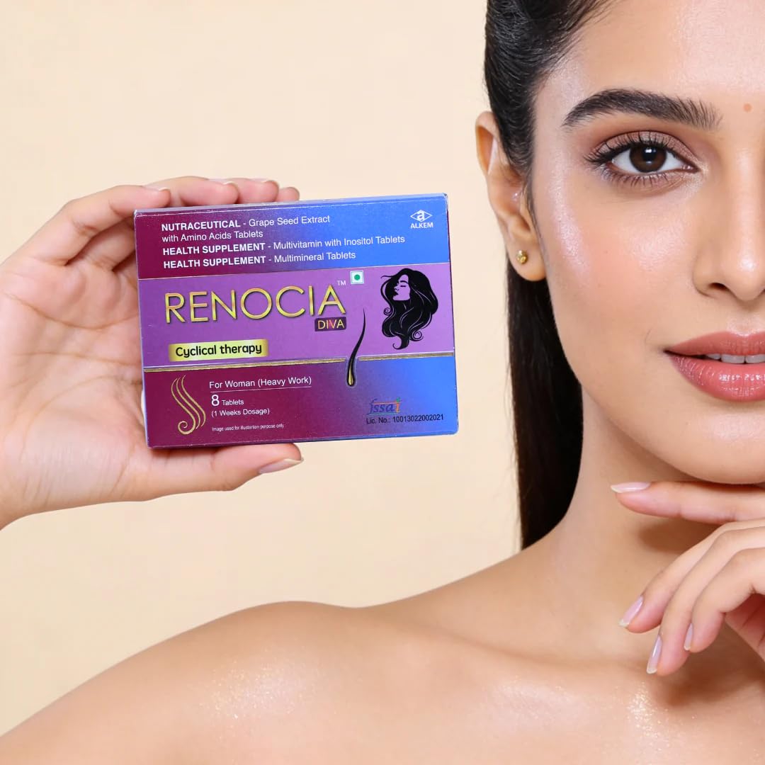 Renocia Diva Cyclical Therapy Tablets for Women | Nutraceutical with Grape Seed Extract, Amino Acids, Multivitamins & Multimineral | 32 Tablets (4 Weeks Supply) - Skiynse Dermatologique