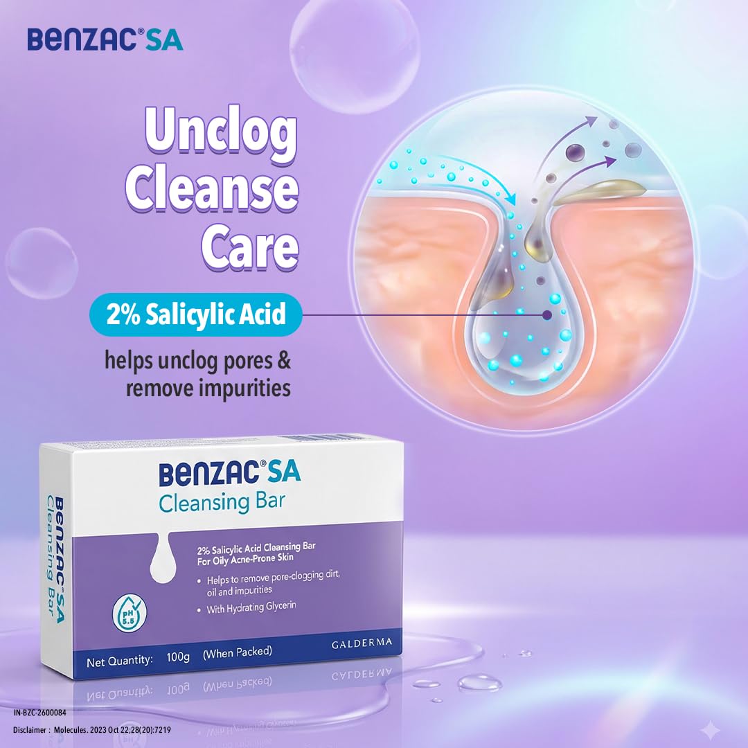Benzac SA 2% Salicylic Acid Cleansing Bar 100g ( Pack of 2 )