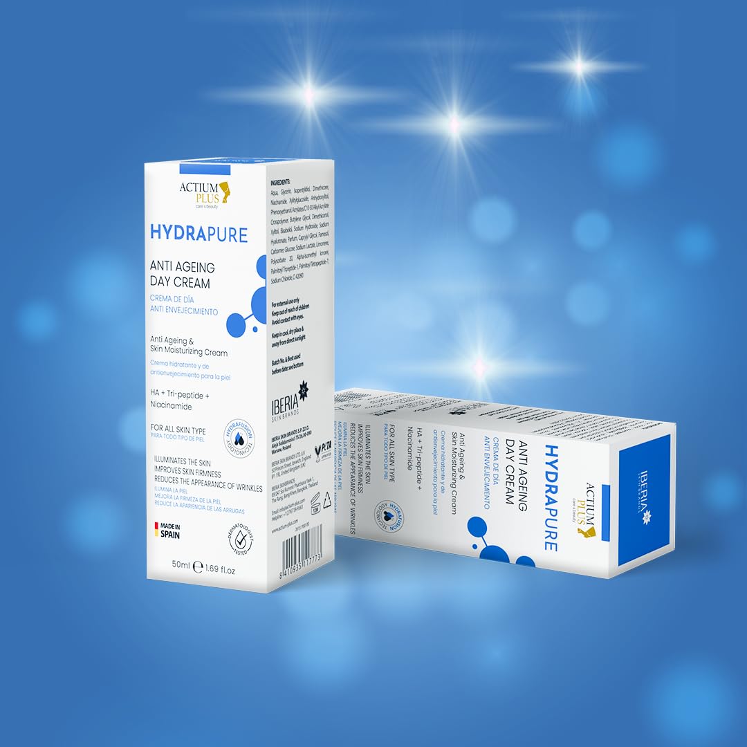 Actium Plus Hydrapure Anti Aging Day Creme | with Peptides & Niacinamide | Hydrating Face Moisturizer | for All Skin Types | 50 ml