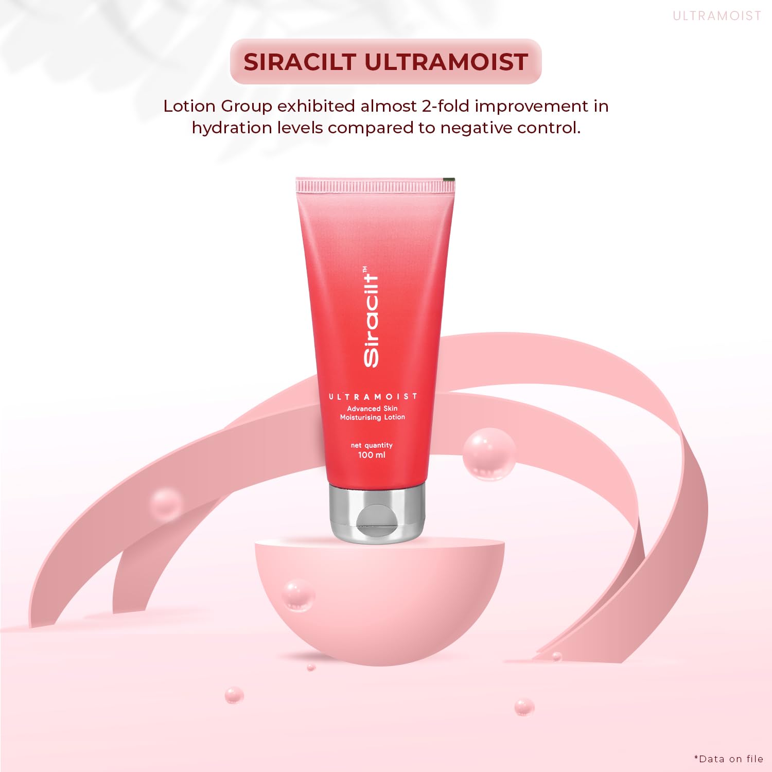 SIRACILT-ULTRAMOIST Lotion Advanced Skin Moisturiser with PEA and Niacinamide (Vitamin B3), Reduces redness, Scaling & Itching, Non-Greasy, Paraben & Sulphate Free, 100ml