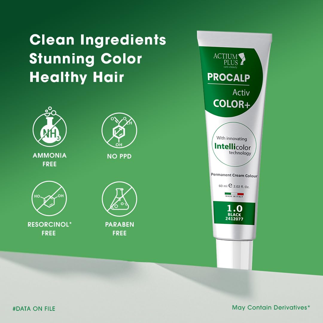 Actium Plus PROCALP Activ Color+ | Long-Lasting Permanent Hair Color | Dermatologist-Tested | For Men and Women - Skiynse Dermatologique