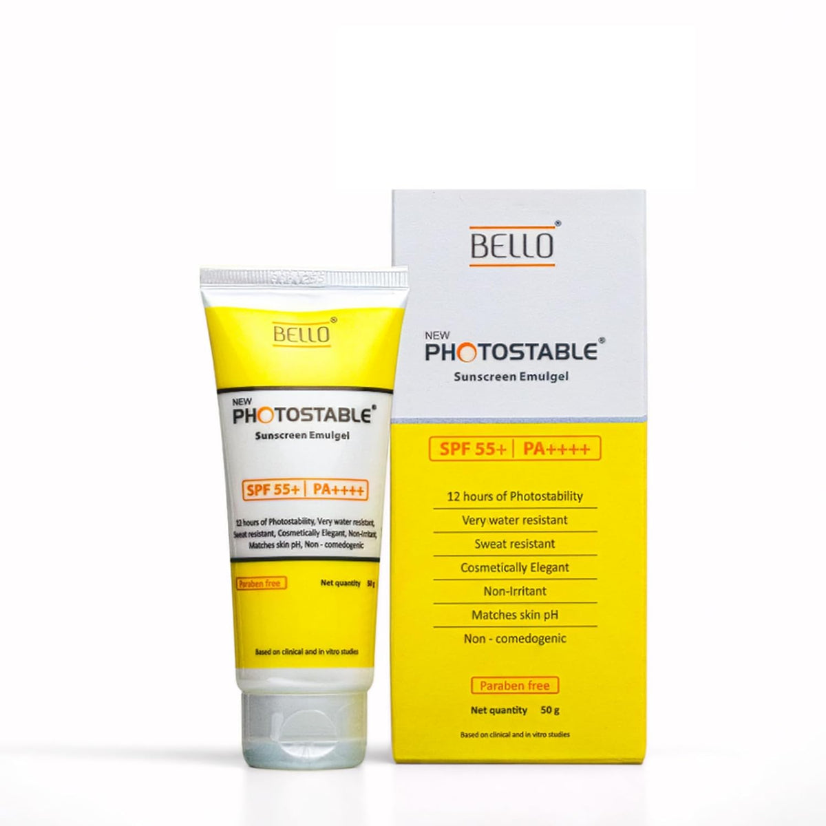 Photostable Emulgel Sunscreen SPF 55+,PA++++, 12 Hour UV Protection, Lightweight, Oil-Control Formula, No White Cast, Dermatologist-Tested, Suitable for All Skin Types, 50 g