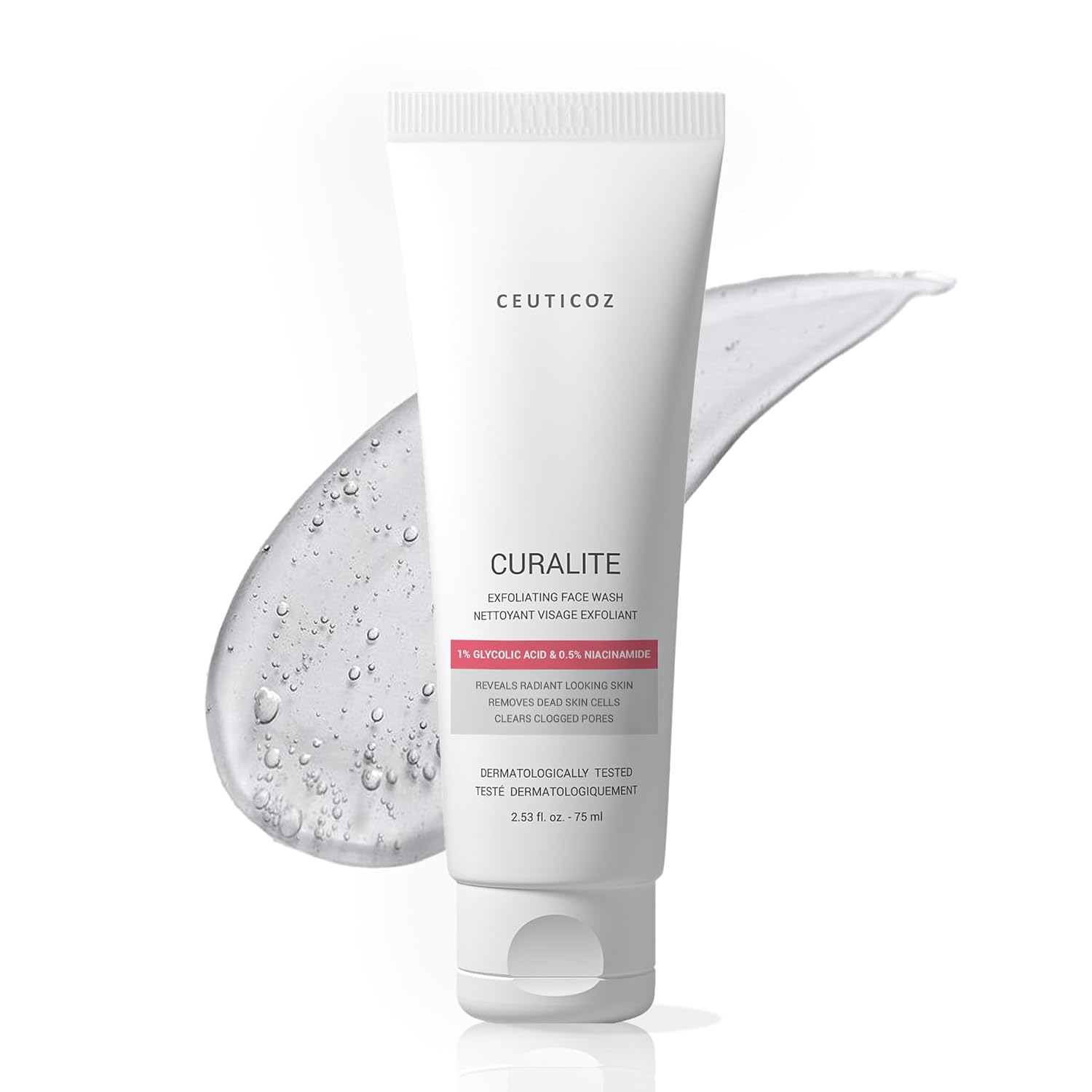 Ceuticoz Curalite Exfoliating Facewash | 0.5% Niacinamide | 75ml ( Pack of 2 )