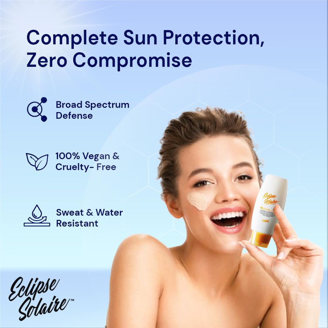 Eclipse Solaire Aqua Fusion Sunscreen SPF50 | 5X Protection with SPF 50 PA+++ | Infused with Himalayan Spring Water | Non-Greasy, For All Skin Types – 60ml ( Pack of 2 ) - Skiynse Dermatologique