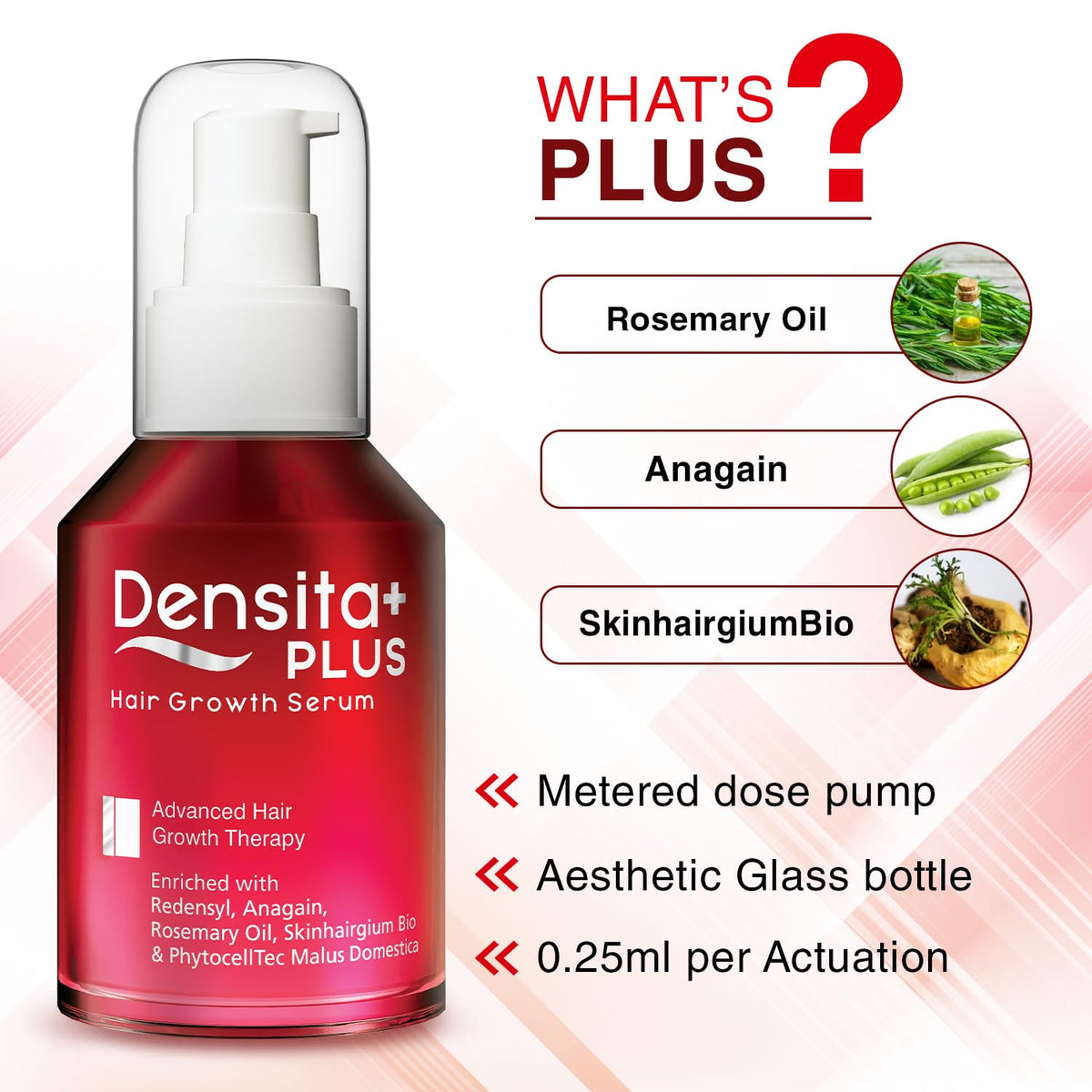 Densita Plus Hair Growth Serum | With Redensyl, Anagain & Rosemary Oil | Helps Reduce Hair Fall, Strengthens Hair & Supports Healthy Growth | 60 ml - Skiynse Dermatologique