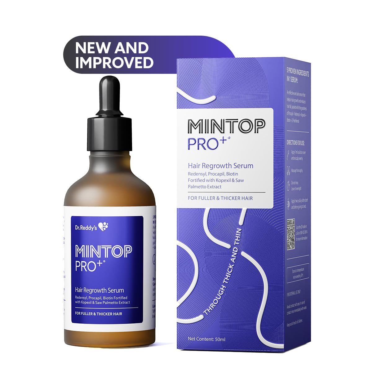 Mintop Pro Plus| Hair Regrowth Serum by Dr Reddys|Fortified with Redensyl, Procapil, Biotin and Copexil| Proven Hair Fall Control| Scalp Nutrition| 50 Ml - Skiynse Dermatologique