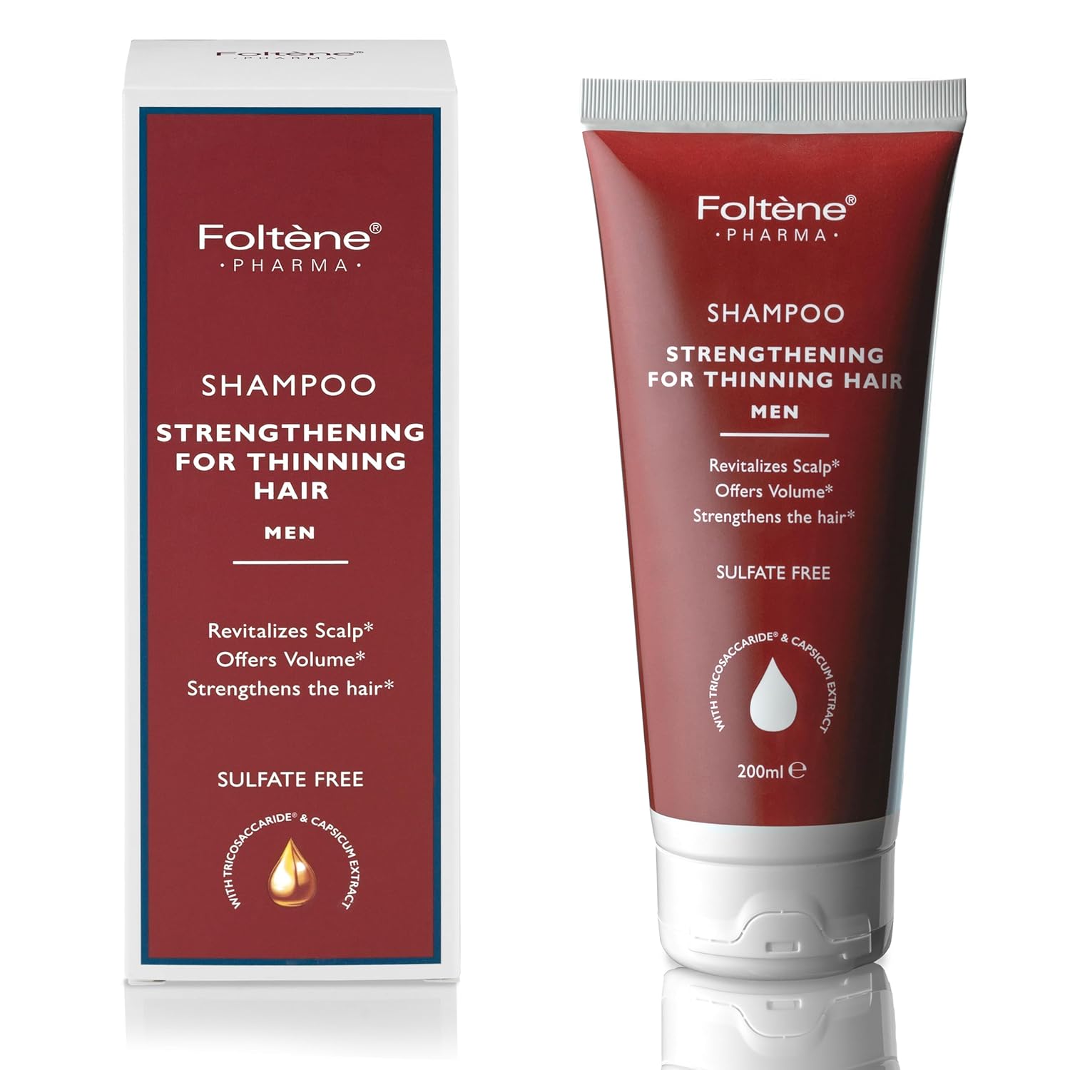 Foltene Hair Thickening Shampoo for Men 200 ml – Strengthening Formula to Reduce Thinning, Boost Volume & Enhance Hair Health - Thickening, Silicone & Sulfate-Free Solution for Fuller Strands