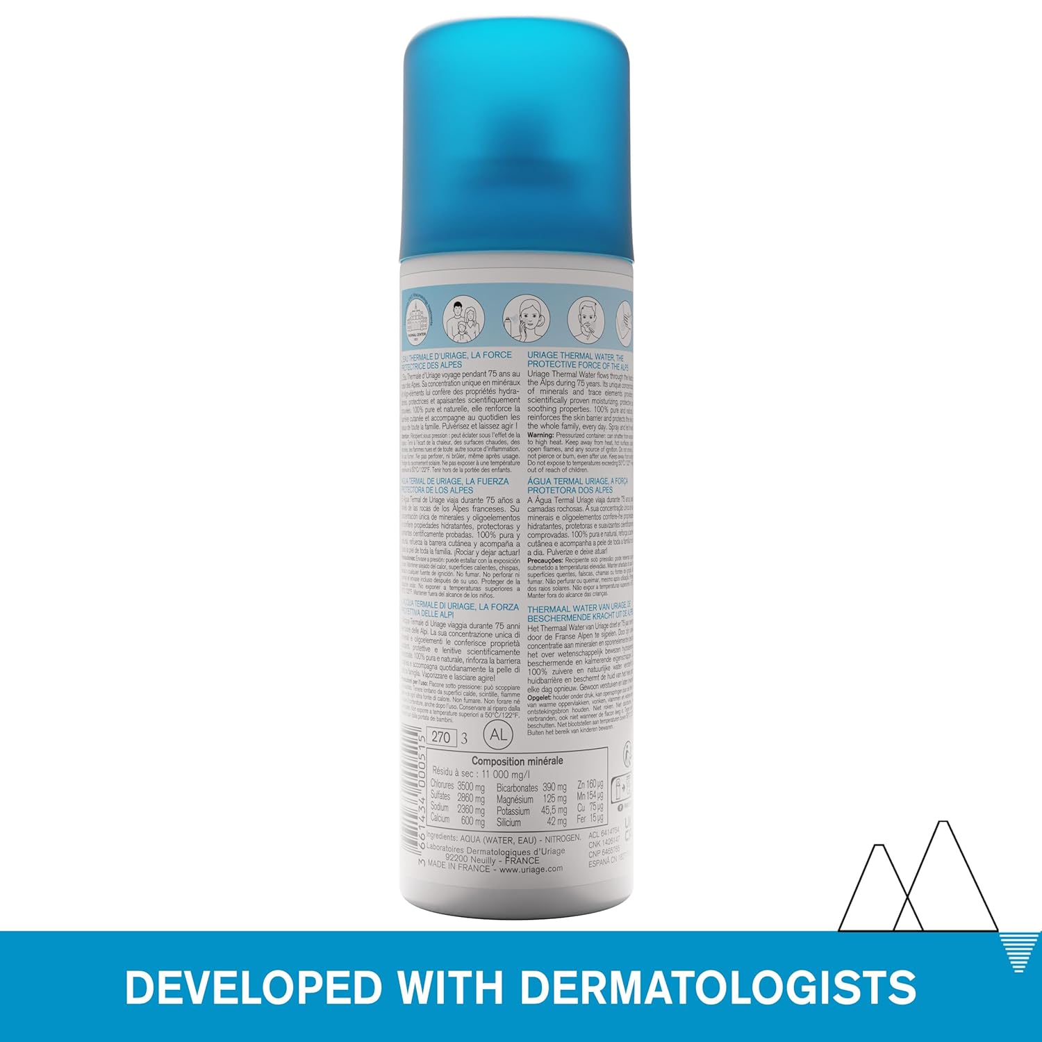 Uriage Thermal Water Mineralized Face Toner Mist Pure Natural Hydrates Soothes Repairs Skin Barrier I + 32% Of Hydratation After 1 Hour. Hydrates, Soothes, Protects. Fresh Spray, Multi-Purpose