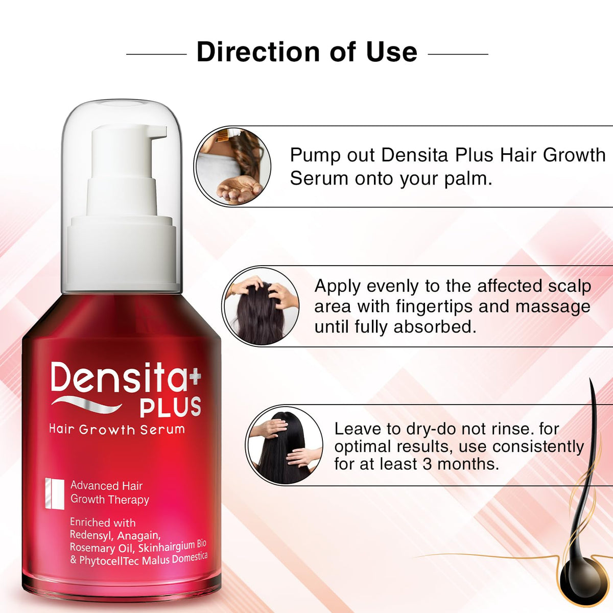 Densita Plus Hair Growth Serum | With Redensyl, Anagain & Rosemary Oil | Helps Reduce Hair Fall, Strengthens Hair & Supports Healthy Growth | 60 ml - Skiynse Dermatologique