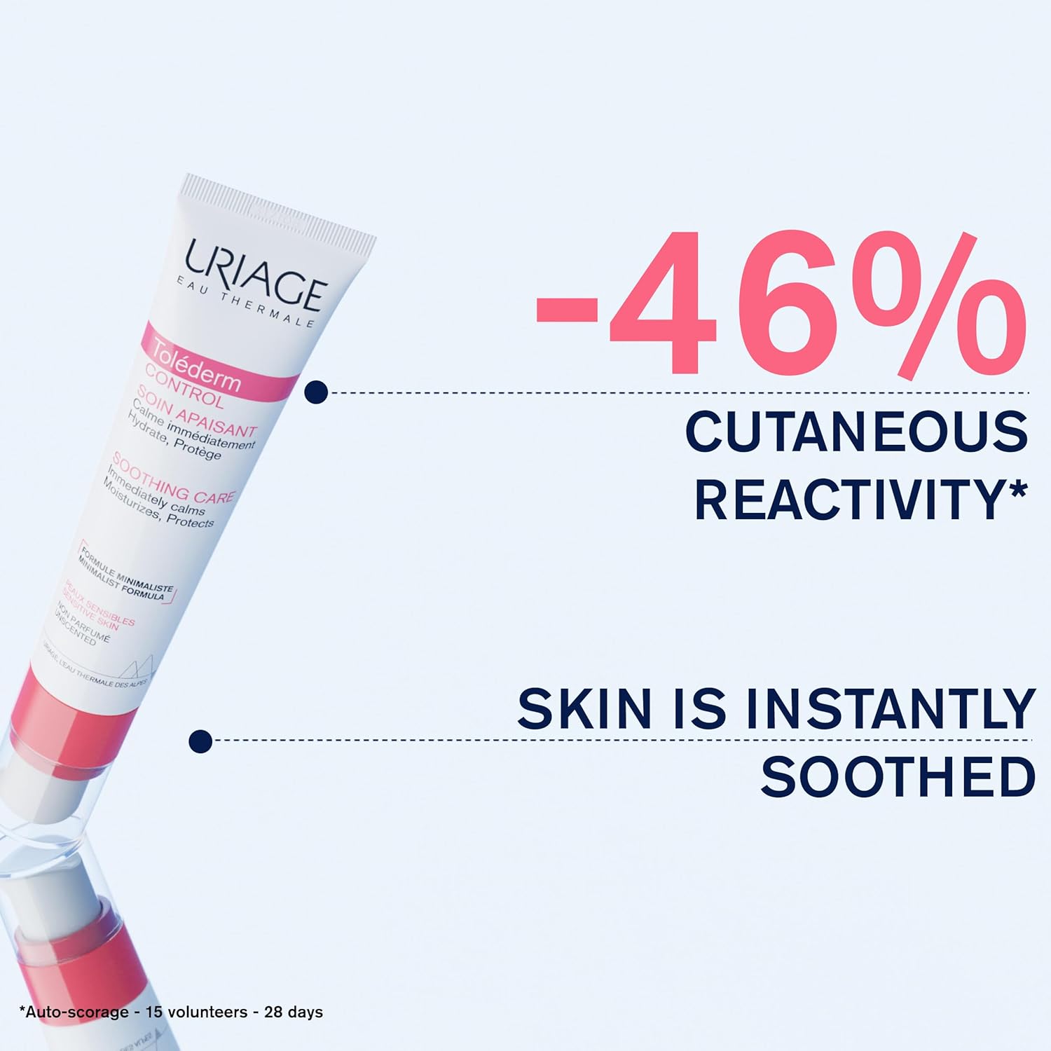 Uriage Tolederm Face Soothing Cream for Intolerant, Sensitive Skin, 40ml - Instantly Soothes, Hydrates & Comforts - Light Minimalist Formula for High-tolerance - No Preservatives, Fragrance-Free