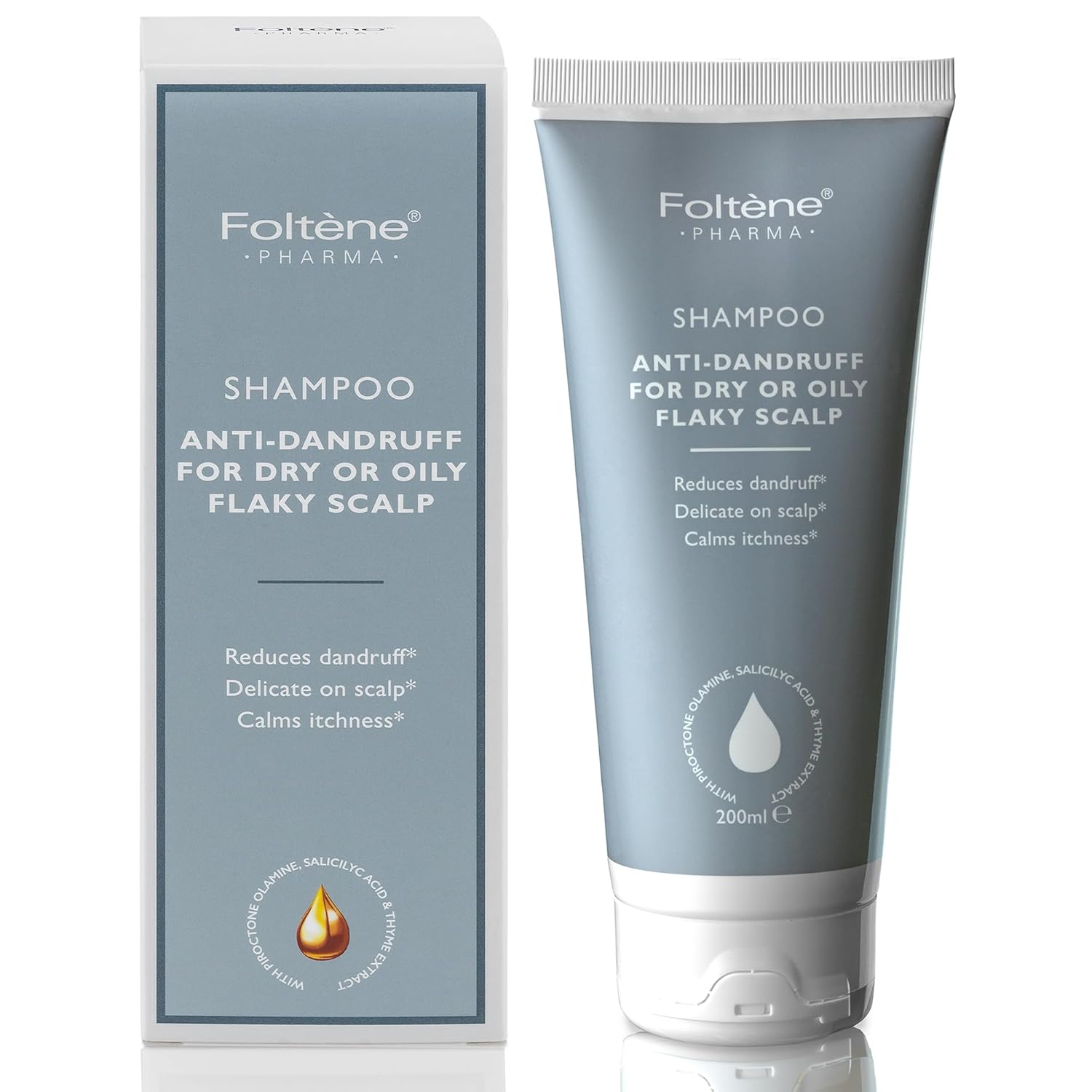 Foltene Anti Dandruff Shampoo for Men & Women – Dry Scalp Shampoo 200 ml for Itchy & Oily Scalp – Dandruff Treatment with Piroctone Olamine & Salicylic Acid